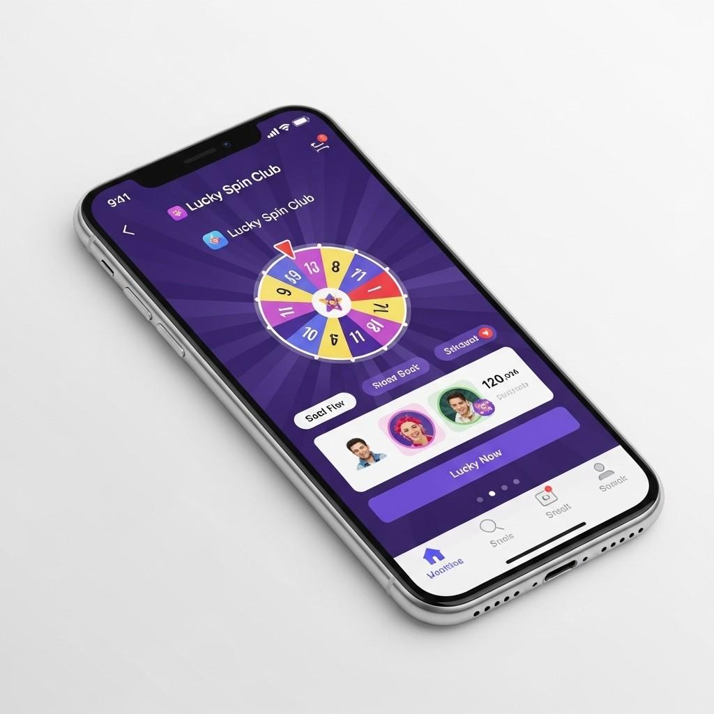 Mockup of Lucky Spin Club mobile application